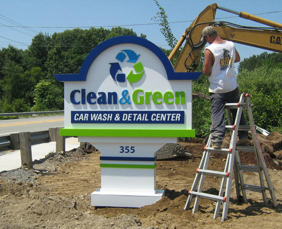 Monument Entrance Sign - Marlboro, MA - Clean & Green Car Wash
